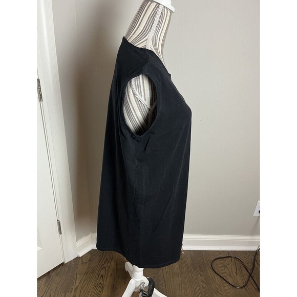 Eileen Fisher T-shirt Dress Size Medium Black Sleeveless Organic Cotton Minimal - Picture 5 of 7